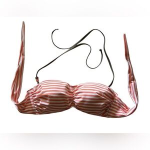 Striped Peach and White Bikini Top